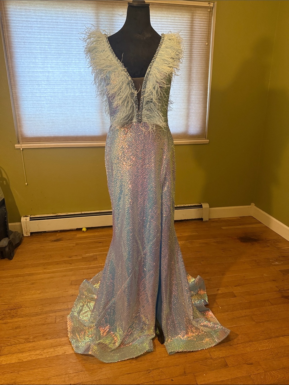 Ava Presley Blue Sequined Gown